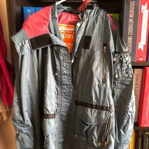 Superdry rain coat pink and blue